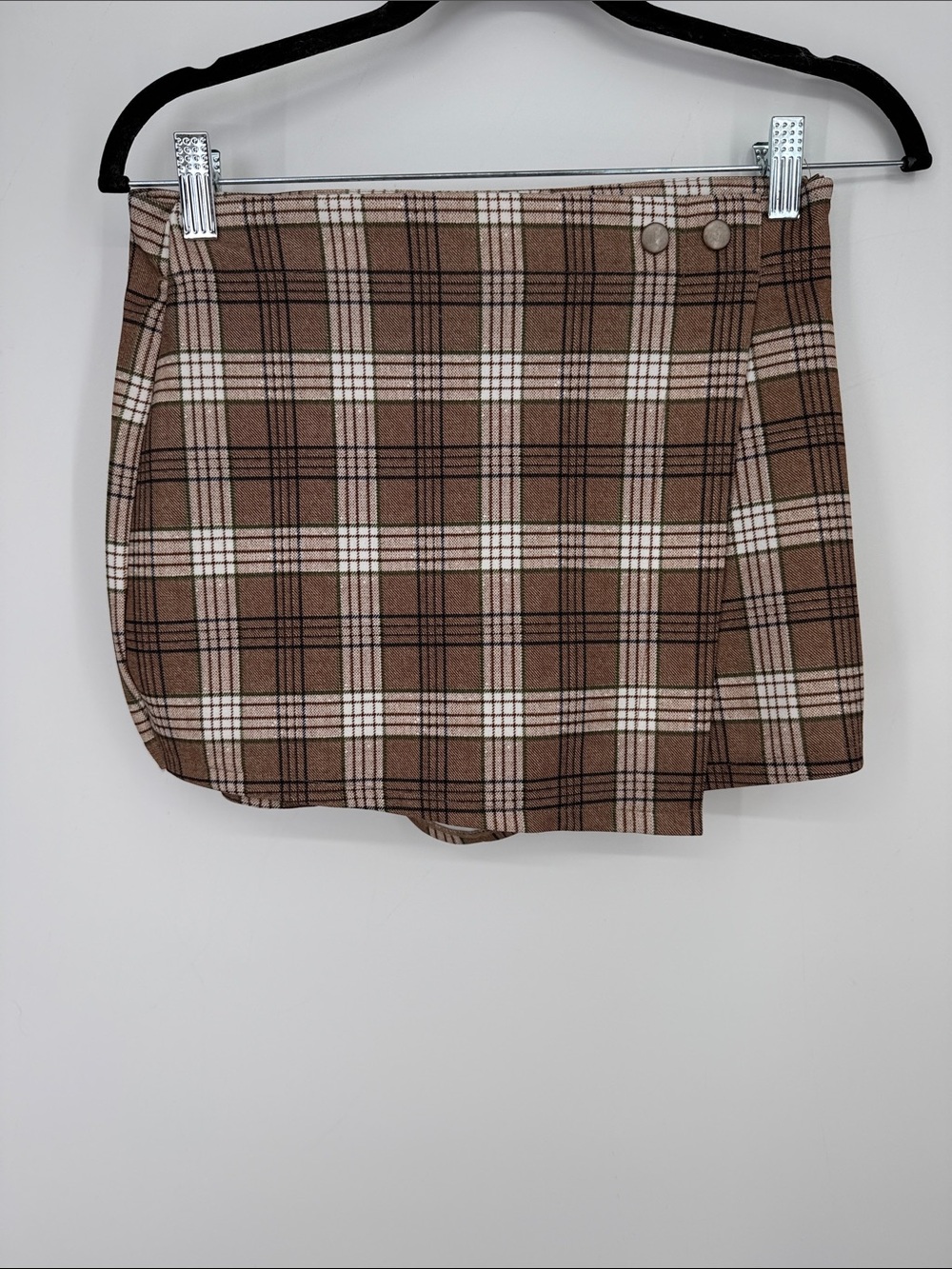 Sincerely Jules Brown/ Cream plaid skort size small